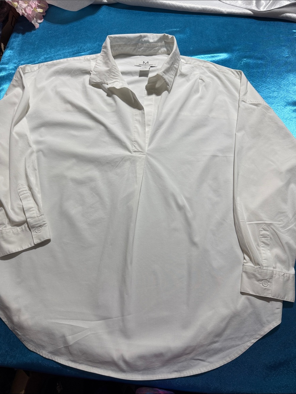 Magaschoni White Popover Collared Blouse
